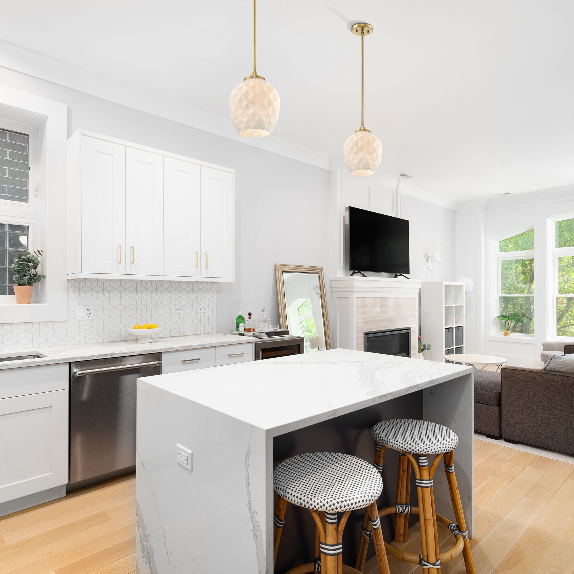 Dita 1 Light 9 inch Brushed Gold Pendant Ceiling Light